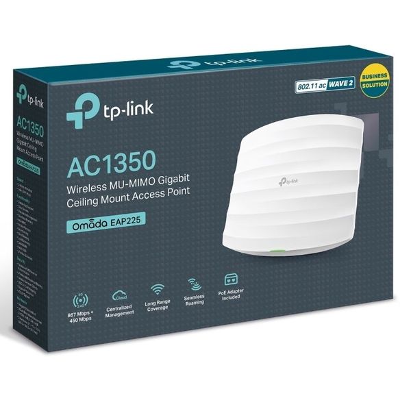 Wi-Fi AC Dual Band Access Point TP-LINK "EAP225", 1317Mbps, MU-MIMO, Omada Centralized Mgmnt, PoE 82312 фото