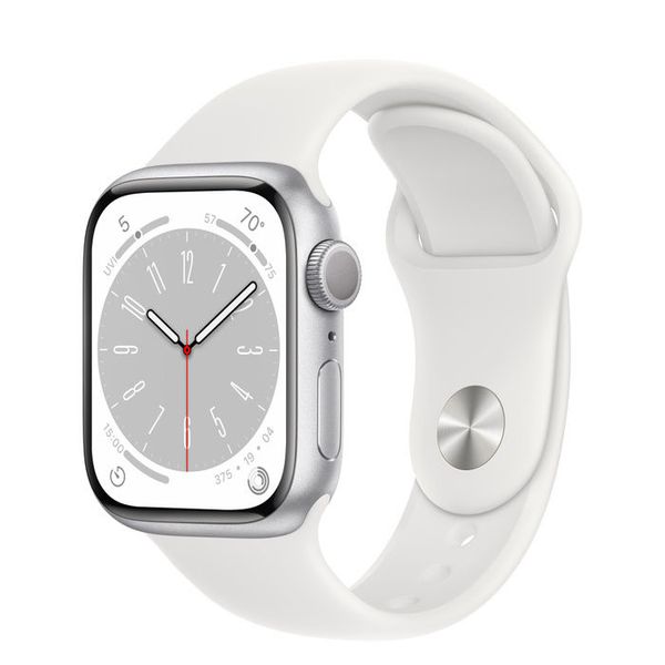 Apple Watch Series 8 GPS, 41mm Silver Aluminium Case with White Sport Band, MP6K3 147336 фото