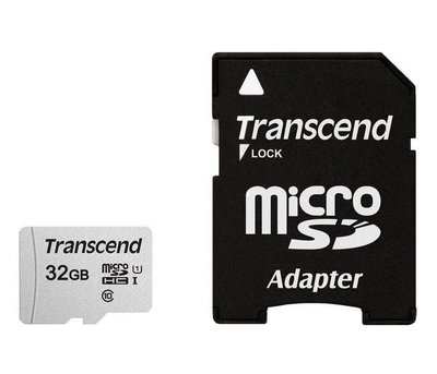 .32GB MicroSD (Class 10) UHS-I (U1),+SD adapter, Transcend "TS32GUSD300S-A" (R/W:95/45MB/s) 88409 фото