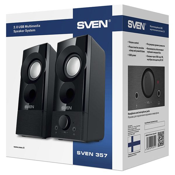 Speakers SVEN "357" Black, 6w, USB / DC 5V power 107570 фото