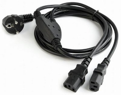 Power Cord PC-220V 2m Euro Plug, Y-cord 1.55m+Y neck 0.45m+0.45m, Cablexpert, PC-186-ML6 37498 фото