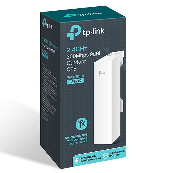 Wi-Fi N Outdoor Access Point TP-LINK "CPE210", 300Mbps, 9dBi, 2x2 MIMO, Centralized Management, PoE 73653 фото
