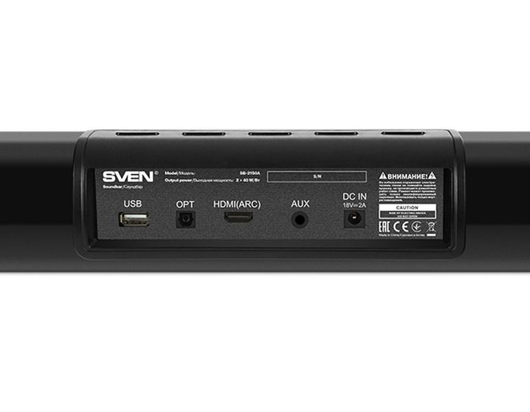 Soundbar SVEN SB-2150A, Black, 180W,USB,HDMI,display,RC,Optical,Bluetooth,wireless subwoofer 129502 фото