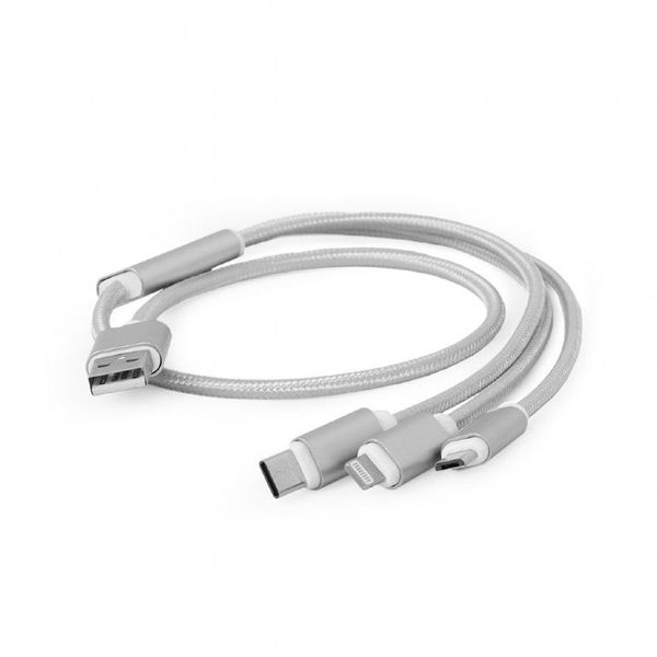 Cable 3-in-1 MicroUSB/Lightning/Type-C - AM, 1.0 m, BLACK, Cablexpert, CC-USB2-AM31-1M 128984 фото