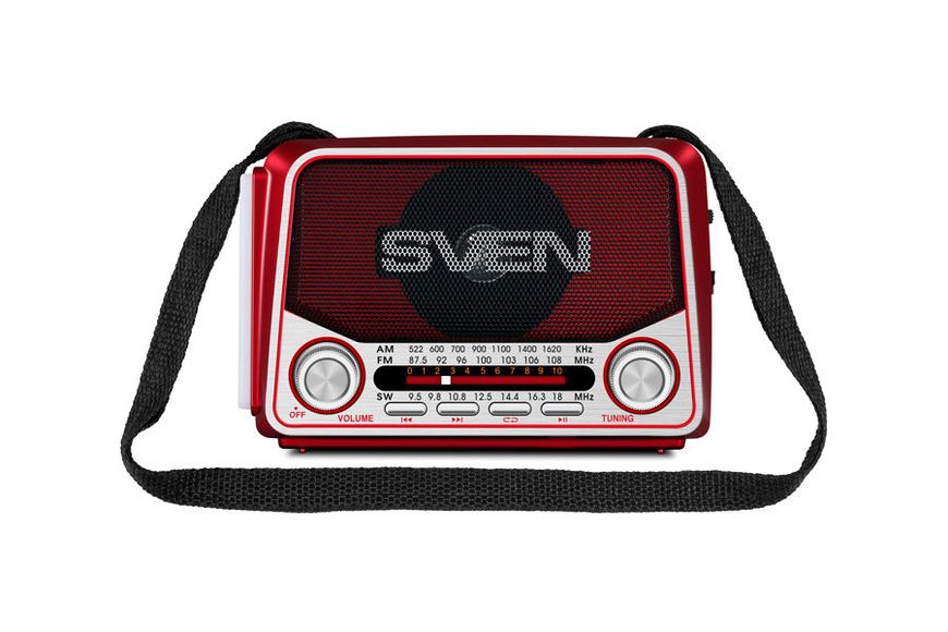 Speakers SVEN Tuner "SRP-525", Red, 3W, FM/AM/SW, USB, microSD, flashlight, battery 129509 фото