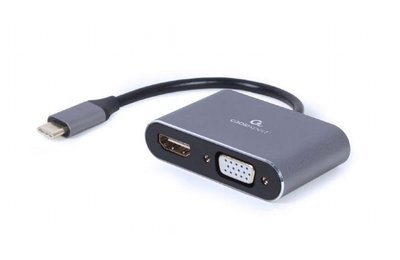 Adapter Type-C to HDMI & VGA sockets Cablexpert, HDMI 4K (30Hz), A-USB3C-HDMIVGA-01 145960 фото