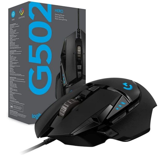 Wireless Gaming Mouse Logitech G502, Optical 100-25600 dpi 11 buttons, RGB, Adjj. Weight, Black USB 110685 фото