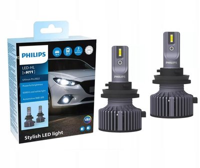 Светодиодные лампы H11 PHILIPS Ultinon Pro3022 6000K 12В-24В 6000К (2 шт.) 11362U3022X2 фото