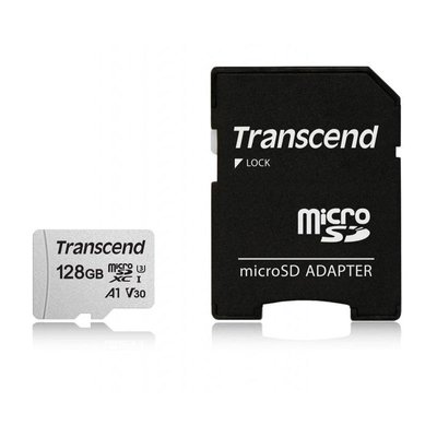 128GB MicroSD (Class 10) UHS-I (U3) +SD adapter, Transcend "TS128GUSD300S" (R/W:95/45MB/s) 89392 фото