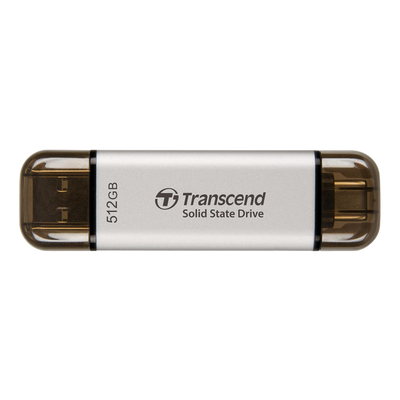 .512TB Transcend Portable SSD ESD310S Silver, USB-A/C 3.2 (71.3x20x7.8 mm, 11g, R/W:1050/950 MB/s) 207619 фото