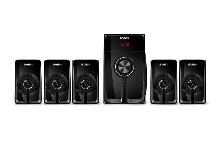 Speakers SVEN "HT-202" 100w / 20w+5*16w, BLUETOOTH, USB, SD, FM, Display, RC, Black 120712 фото