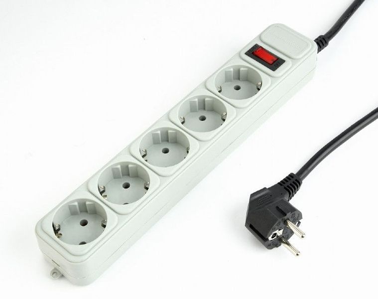 Surge Protector Gembird SPG3-B-10C, 5 Sockets, 3m, up to 250V AC, 16 A, safety class IP20, Grey 203164 фото