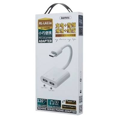 Audio Adapter Remax Type-C to Type-C & Type-C, RL-LA11a, White 205866 фото