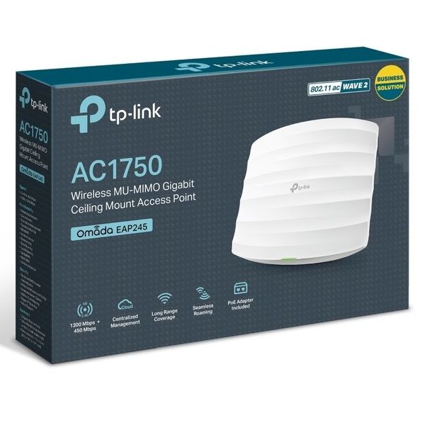 Wi-Fi AC Dual Band Access Point TP-LINK "EAP245", 1750Mbps, MU-MIMO, Gbit Ports, Omada Mgnt, PoE 82314 фото