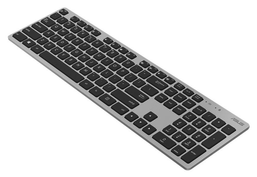 Wireless Keyboard & Mouse Asus W5000, Ultra-thin, Metal-like finish, Silent, 1xAA/2xAAA, Grey 97283 фото