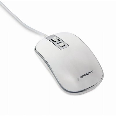 Mouse Gembird MUS-4B-06-BS, 800-1200 dpi, 4 buttons, Ambidextrous, 1.35m, White/Silver, USB 148822 фото