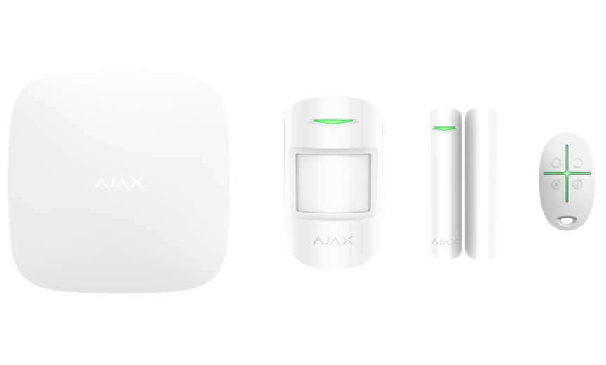 Ajax Wireless Security StarterKit, White, (Control Hub, Motion Detector, Opening Detector, Key fob) 143295 фото