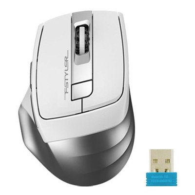 Wireless Mouse A4Tech FB35, Optical, 1000-2000 dpi, 6 buttons, Ergonomic, 1xAA, BT+2.4Ghz, White,USB 120448 фото