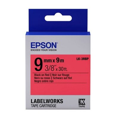 Tape Cartridge EPSON LK3RBP; 9mm/9m Pastel, Black/Red, C53S653001 121258 фото