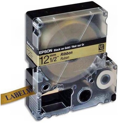 Tape Cartridge EPSON LK4KBK; 12mm/5m Satin Ribbon, Black/Gold, C53S654001 117892 фото