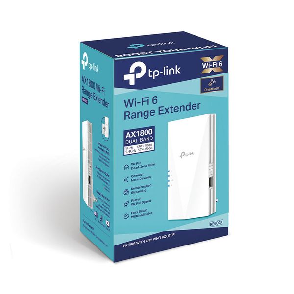 Wi-Fi 6 Dual Band Range Extender/Access Point TP-LINK "RE600X", 1800Mbps, Mesh 143861 фото