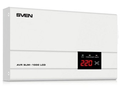 Stabilizer Voltage SVEN SLIM AVR -1000 LCD, 800W, Output sockets: 1 × CEE 7/4 70286 фото