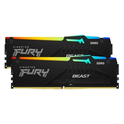 64GB DDR5-5600MHz Kingston FURY Beast RGB (Kit of 2x32GB) (KF556C40BBAK2-64), CL40-40-40, 1.25V,Blk 203805 фото
