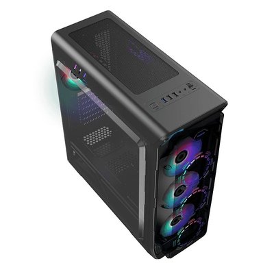 Case ATX GAMEMAX StarLight FRGB, w/o PSU, 4x120mm RGB fans,Fan controller,Transparent, USB3.0, Black 115888 фото