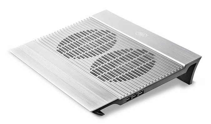 Notebook Cooling Pad Deepcool N8, up to 17'', 2x140mm, 4xUSB, Aluminium, Black 124627 фото