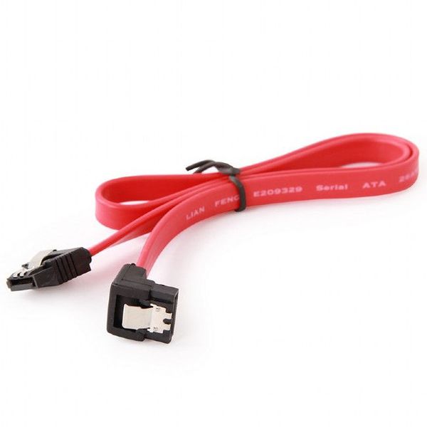 Cable Serial ATA III 30 cm data, 90 degree connector, metal clips, Cablexpert CC-SATAM-DATA90-0.3M 88011 фото