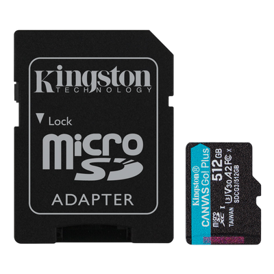 512GB MicroSD (Class 10) UHS-I (U3) +SD adapter, Kingston Canvas Go! Plus "SDCG3/512GB" (170/90MB/s) 212272 фото