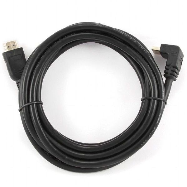 Cable HDMI to HDMI90° 3.0m Cablexpert male-male90°, V1.4, Black, CC-HDMI490-10, One jakc bent 90° 75626 фото