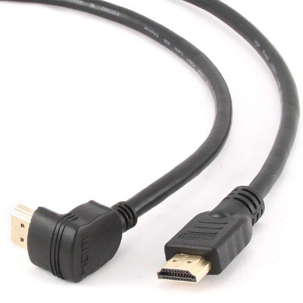 Cable HDMI to HDMI90° 3.0m Cablexpert male-male90°, V1.4, Black, CC-HDMI490-10, One jakc bent 90° 75626 фото