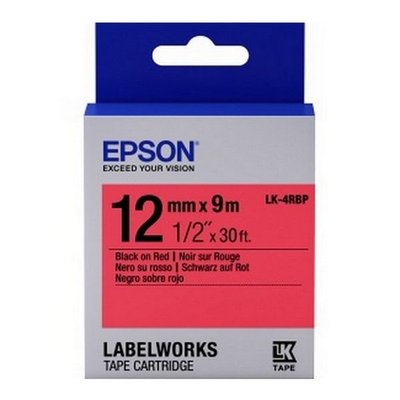 Tape Cartridge EPSON LK4RBP; 12mm/9m Pastel, Black/Red, C53S654007 105271 фото