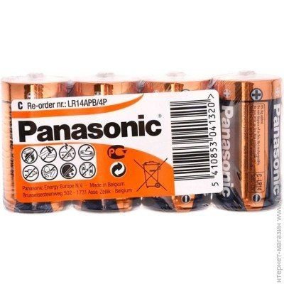 C size Panasonic "ALKALINE Power" 1.5V, Alkaline, Shrink*4, LR14REB/4P 131944 фото