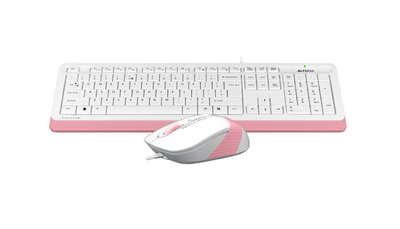 Keyboard & Mouse A4Tech F1010, Laser Engraving, Splash Proof, 1600 dpi, 4 buttons, White/Pink, USB 120451 фото