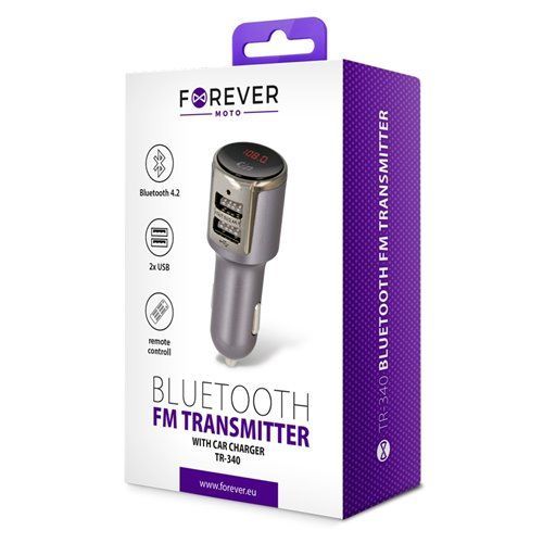 FM Transmitter Forever, Bluetooth, TR-340, Black 128906 фото