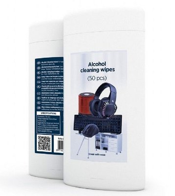 Cleaning wipes for screens with Alcohol Gembird "CK-AWW50-01", Tube 50 pcs. 146292 фото