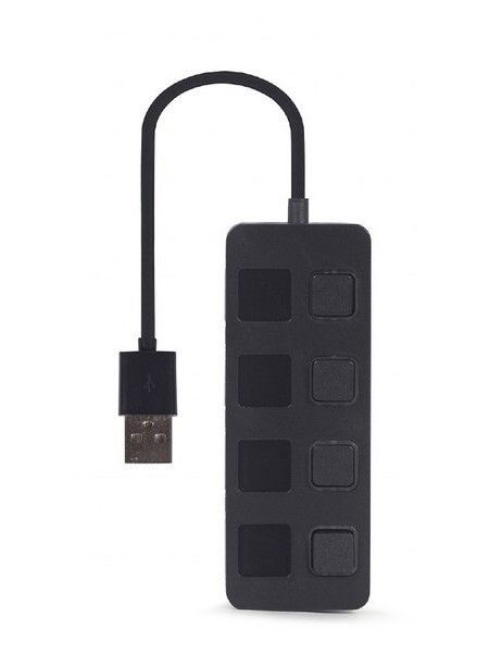 USB 2.0 Hub 4-port with switches, Gembird "UHB-U2P4-05", Black 202973 фото