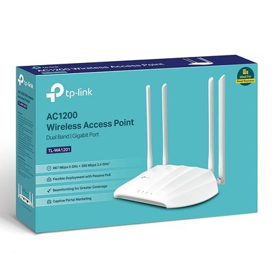 Wi-Fi AC Dual Band Access Point TP-LINK "TL-WA1201", 1167Mbps, MU-MIMO, 4x Ext Antennas, PSU/PoE 114343 фото
