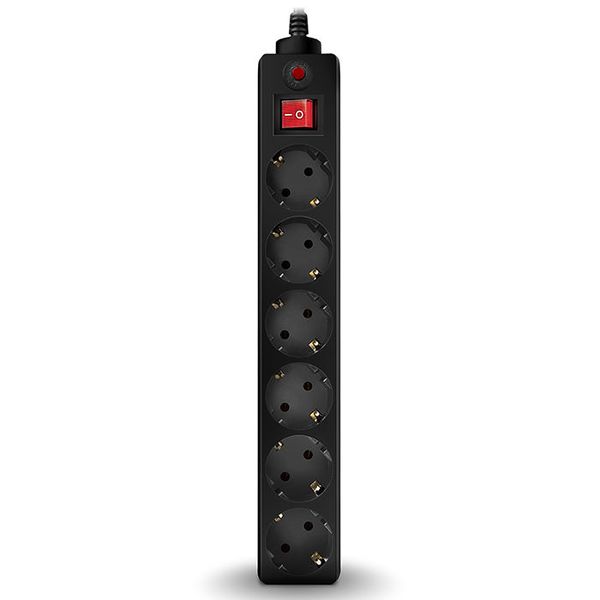 Surge Protector 6 Sockets, 3.0m, Sven Optima, BLACK, Retail color box, flame-retardant 76162 фото