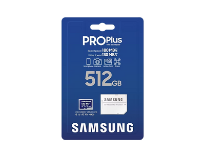 512GB MicroSD (Class 10) UHS-I (U3) +SD adapter, Samsung PRO Plus "MB-MD512SA" (R/W:180/130MB/s) 207501 фото