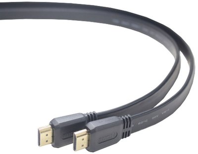 Cable HDMI to HDMI 1.0m Cablexpert FLAT male-male, 19m-19m (V1.4), Black 120379 фото