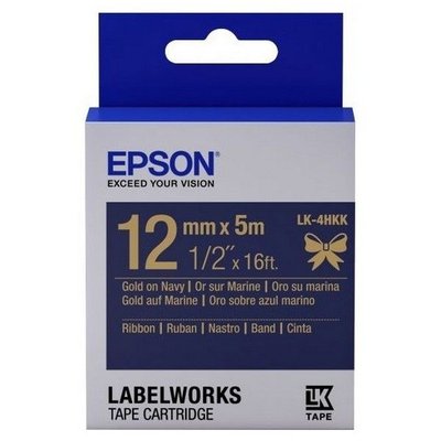 Tape Cartridge EPSON LK4HKK; 12mm/5m Satin Ribbon, Gold/Navy, C53S654002 117893 фото