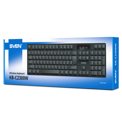 Wireless Keyboard SVEN KB-C2300W, 12 Fn keys, Splash proof, Battery indicator, 2.4Ghz, 2xAA, Black 208591 фото