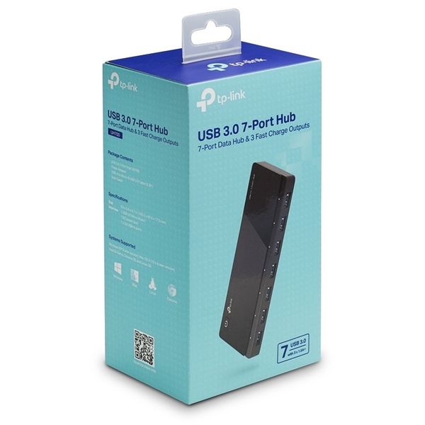USB 3.0 Hub 7-port TP-LINK "UH700", external power adapter, Black 79802 фото