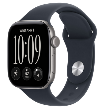Apple Watch Series 12 GPS, 42mm Space Grey Aluminium Case with Navy Blue Sport Band - M/L MJE94 272431 Imagini