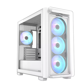 Case mATX Asus A23 PLUS TG ARGB WHITE, 4x120mm ARGB, Front Mesh, Tempered Glass, Headset hook, 2xUSB 237150 фото