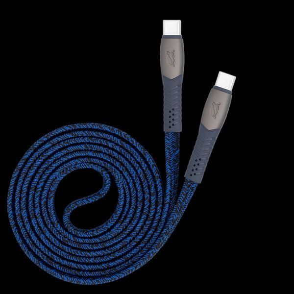 Type-C to Type-C Cable Rivacase PS6105 BL12, nylon braided, 1.2M, Blue 209129 фото