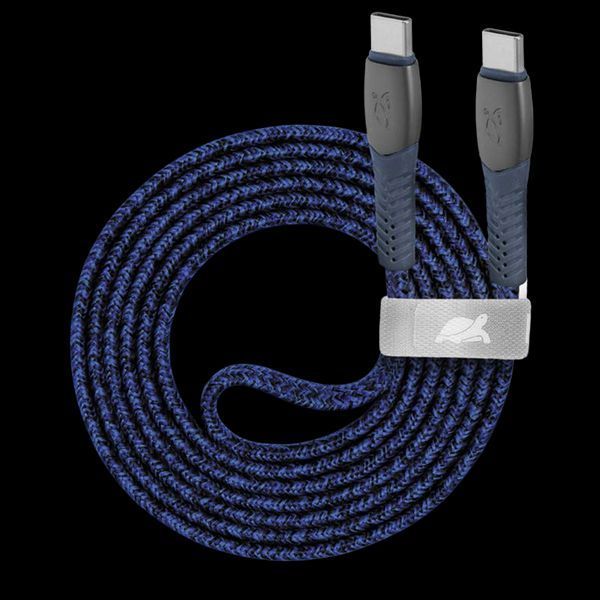 Type-C to Type-C Cable Rivacase PS6105 BL12, nylon braided, 1.2M, Blue 209129 фото